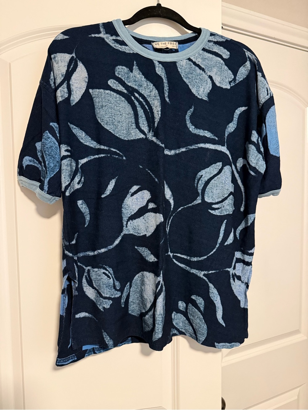 We The Free Navy & Light Blue Floral Knit Tee
